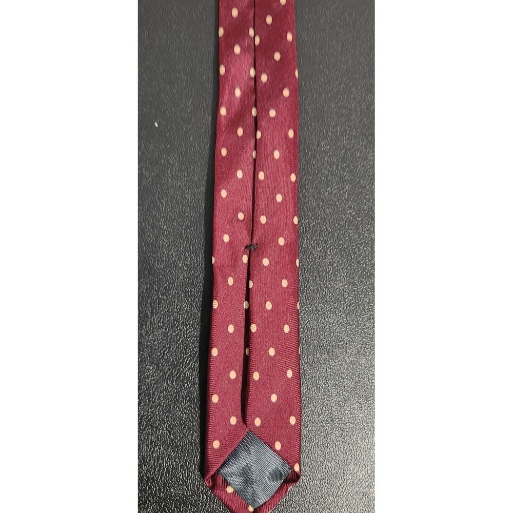 Andrew Scott Vintage Maroon Polka Dot Tie 58" Handmade 100% Silk - Picture 7 of 9